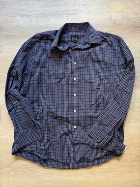 Jos A Bank Cotton Button Down Plaid Shirt